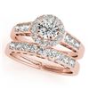 Image 1 : 1.96 CTW Certified VS/SI Diamond 2Pc Wedding Set Solitaire Halo 14K Rose Gold - REF-428W2F - 31260