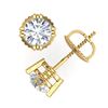 Image 4 : 1.07 CTW VS/SI Diamond Solitaire Art Deco Stud Earrings 18K Yellow Gold - REF-200X2T - 36913