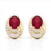 Image 1 : 2.50 Ruby & Micro Pave VS/SI Diamond Stud Earrings 10K Yellow Gold - REF-25F6N - 22337