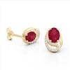 Image 2 : 2.50 Ruby & Micro Pave VS/SI Diamond Stud Earrings 10K Yellow Gold - REF-25F6N - 22337