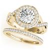 Image 1 : 2.09 CTW Certified VS/SI Diamond 2Pc Wedding Set Solitaire Halo 14K Yellow Gold - REF-420M2H - 30644