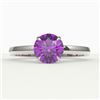 Image 1 : 2 CTW Amethyst Designer Inspired Solitaire Engagement Ring 18K White Gold - REF-33K6W - 22209