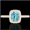 1.25 CTW Sky Blue Topaz & Micro Pave VS/SI Diamond Halo Ring 10K Yellow Gold - REF-34H5A - 22914