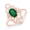 0.71 CTW Emerald & Diamond Ring 10K Rose Gold - REF-17X5T - 12479