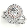 1.16 CTW Certified VS/SI Diamond 2Pc Set Solitaire Halo 14K White & Rose Gold - REF-150A5X - 30678