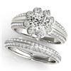 1.86 CTW Certified VS/SI Diamond 2Pc Wedding Set Solitaire Halo 14K White Gold - REF-418K4W - 31286