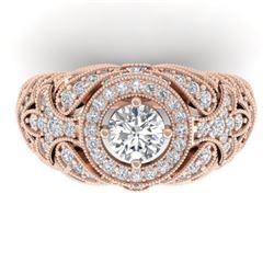 2.35 CTW Certified VS/SI Diamond Art Deco Halo Ring 14K Rose Gold - REF-293Y3K - 30409