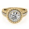 1.15 CTW Certified VS/SI Diamond Solitaire Halo Ring 18K Yellow Gold - REF-217T3M - 26571