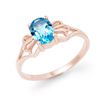0.90 CTW Blue Topaz Ring 10K Rose Gold - REF-9M8H - 12573