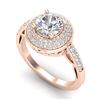 1.7 CTW VS/SI Diamond Solitaire Art Deco Ring 18K Rose Gold - REF-436H4A - 37254