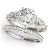 1.15 CTW Certified VS/SI Diamond Solitaire 2Pc Wedding Set Antique 14K White Gold - REF-210K2W - 314