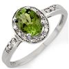 Image 1 : 1.10 CTW Green Tourmaline & Diamond Ring 10K White Gold - REF-24N4Y - 11510