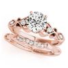 0.97 CTW Certified VS/SI Diamond Solitaire 2Pc Wedding Set Antique 14K Rose Gold - REF-212M8H - 3156