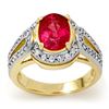 3.50 CTW Pink Sapphire & Diamond Ring 10K Yellow Gold - REF-64F5N - 13510