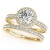 1.78 CTW Certified VS/SI Diamond 2Pc Wedding Set Solitaire Halo 14K Yellow Gold - REF-411X3T - 31255