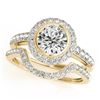 1.91 CTW Certified VS/SI Diamond 2Pc Wedding Set Solitaire Halo 14K Yellow Gold - REF-414T2M - 31282