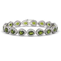 16.93 CTW Tourmaline & Diamond Halo Bracelet 10K White Gold - REF-365Y8K - 41111