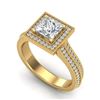 Image 1 : 2 CTW Princess VS/SI Diamond Solitaire Micro Pave Ring 18K Yellow Gold - REF-472M8H - 37183