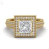 Image 2 : 2 CTW Princess VS/SI Diamond Solitaire Micro Pave Ring 18K Yellow Gold - REF-472M8H - 37183