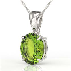 2.75 CTW Peridot Designer Inspired Solitaire Necklace 18K White Gold - REF-34H4A - 21873