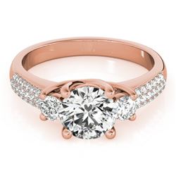 1.25 CTW Certified VS/SI Diamond 3 Stone Micro Pave Ring 18K Rose Gold - REF-225F3N - 28021
