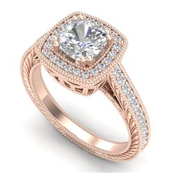 1.77 CTW Cushion VS/SI Diamond Solitaire Art Deco Ring 18K Rose Gold - REF-459T3M - 37032