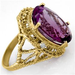 13.03 CTW Amethyst & Diamond Ring 10K Yellow Gold - REF-45M5H - 14131