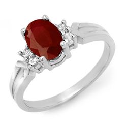 1.29 CTW Ruby & Diamond Ring 10K White Gold - REF-20T2M - 12357