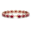 Image 2 : 22.89 CTW Ruby & Diamond Halo Bracelet 10K Rose Gold - REF-291M5H - 40605