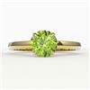 Image 1 : 2 CTW Peridot Designer Inspired Solitaire Engagement Ring 18K Yellow Gold - REF-36T2M - 22234