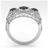 Image 4 : 1.00 CTW Past Present Future Black Diamond Ring 18K White Gold - REF-81M3H - 36060