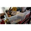 Image 1 : TOTE OF TOOLS AND SHOP SUPPLIES
