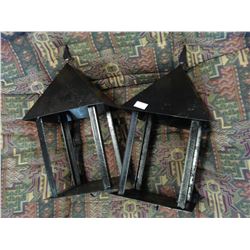 TWO METAL LANTERN SYTLE PLANTER HANGERS