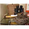 Image 1 : 8 LEATHER WHIP AND BINOCULARS WITH CASE