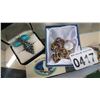 Image 1 : STERLING PIN AND RINGS AND TURQUOISE EARRINGS AND RING