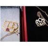 Image 2 : TWO CHAIN PENDANTS AND 14KT PLATED STUD EARRINGS