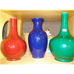 SHELF LOT OF VASES