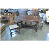 Image 1 : ANTIQUE WALNUT DINING TABLE WITH TWO LEAFS AND FOUR CHAIRS