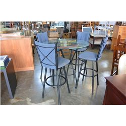 GLASS TOP TABLE W/ 4 BARSTOOLS
