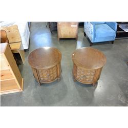 PAIR OF ROUND WALNUT ENDTABLES