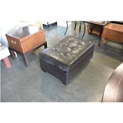 BLACK LEATHER OTTOMAN WITH STORAGE