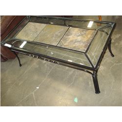 PAIR OF GLASS AND TILE TOP ENDTABLES AND COFFEE TABLE