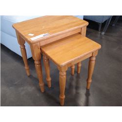 TWO NESTING PINE TABLES