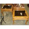 Image 1 : PAIR OF OAK GLASS TOP END TABLES