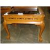 Image 2 : PAIR OF OAK GLASS TOP END TABLES