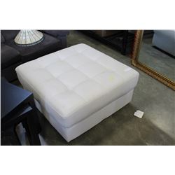 WHITE LEATHER OTTOMAN