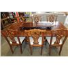 Image 2 : MAHOGANY PAW FOOT DINING TABLE W/ 8 CARVED CHAIRS