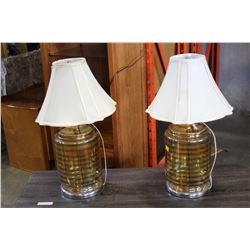 TWO GLASS TABLE LAMPS