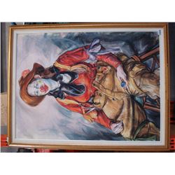 LARGE FRAMED CLOWN PRINT