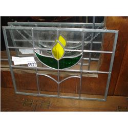 STAINED LEADED GLASS HANGING FLOWER WINDOW